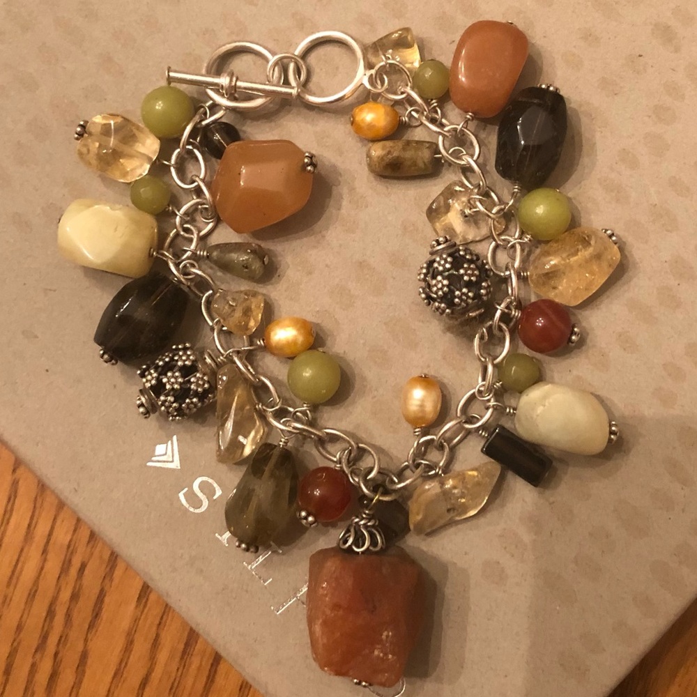 Vintage Silpada Cha-Cha Sterling Silver Multi-Stone Bracelet B1306